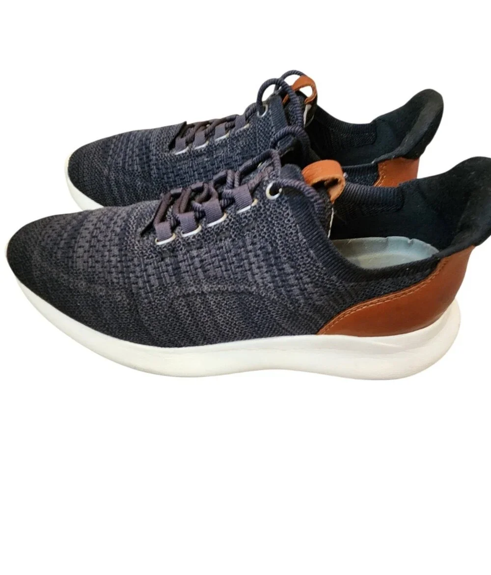 Johnston & Murphy Men's Amherst 2.0 Knit Plain Toe Sneakers Size 9.5 Navy/Brown